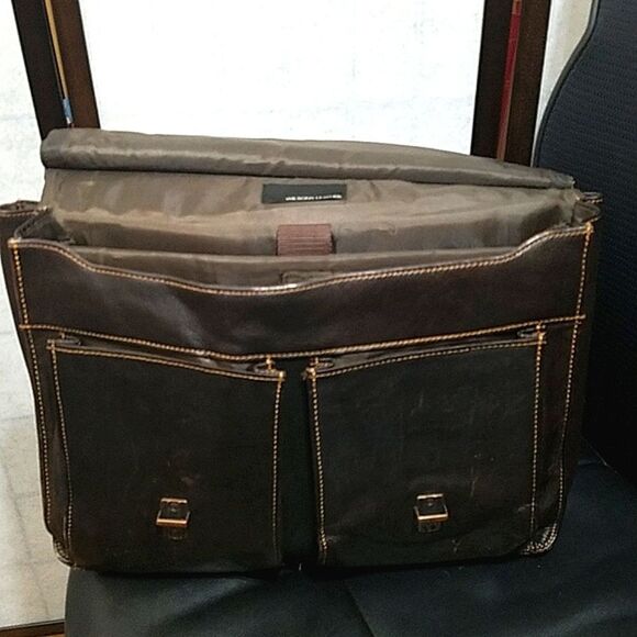 Wilson's VTG Large Chocolate Brown Leather Briefcase Men's Computer Bag Organize - Picture 11 of 16